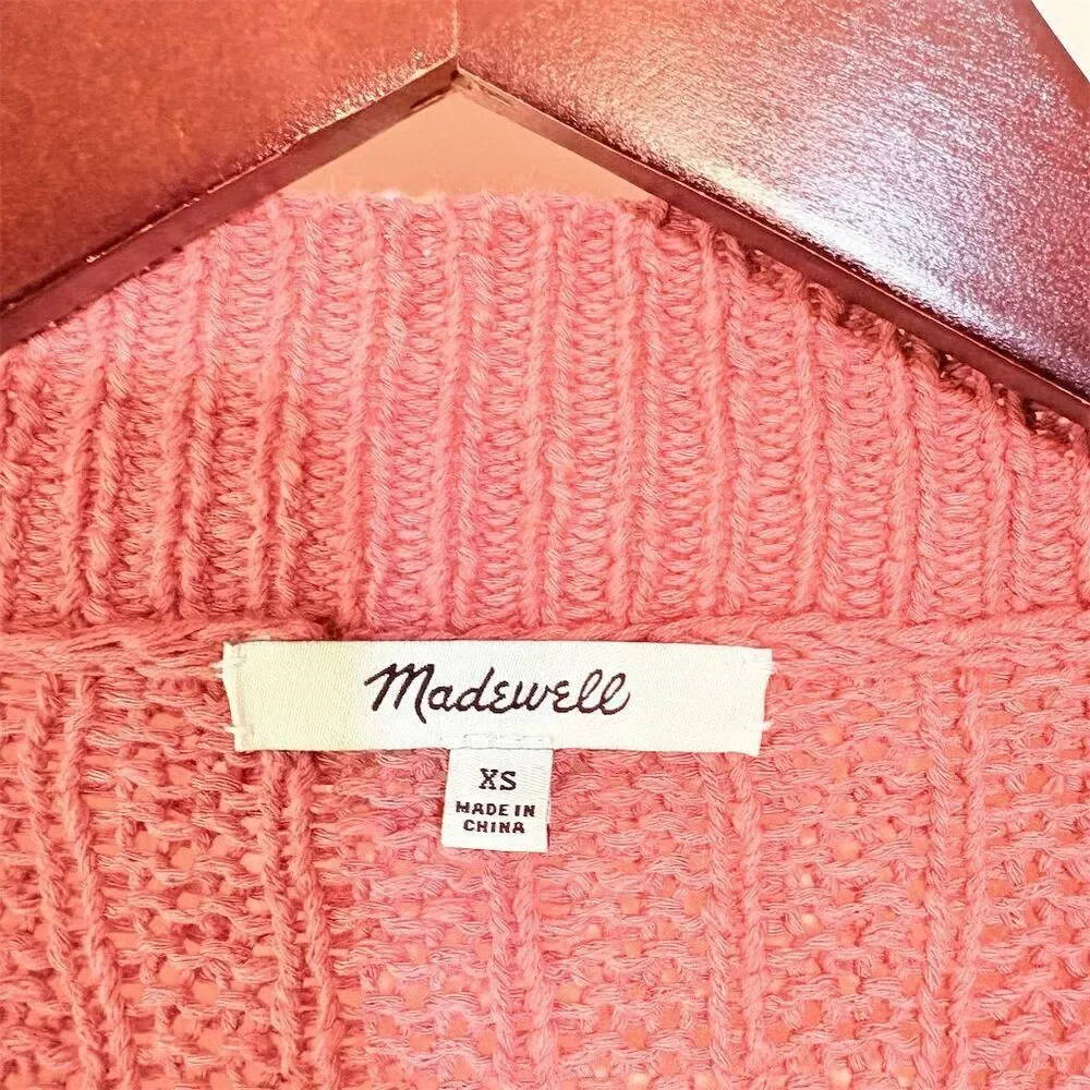 Madewell Women's XS Pink Bobble Balloon Sleeve Knit Cardigan Sweater‎ - Picture 2 of 8